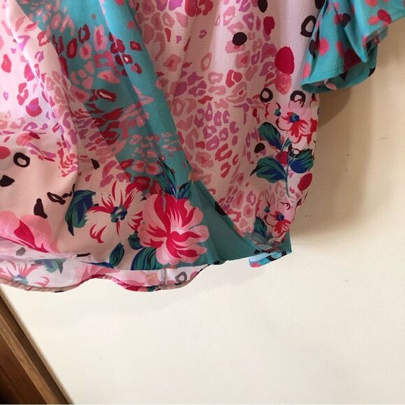 Umgee Floral Mixed Animal Print Crossbody Top - Picture 8 of 10